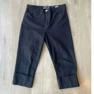 NYDJ Womens Sz 14 Premium Denim Black Straight Leg Cuffed Hem